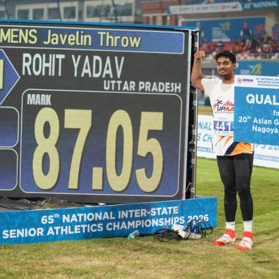 Rohit Yadav’s record throw of 87.05m ranks him second best in global top list