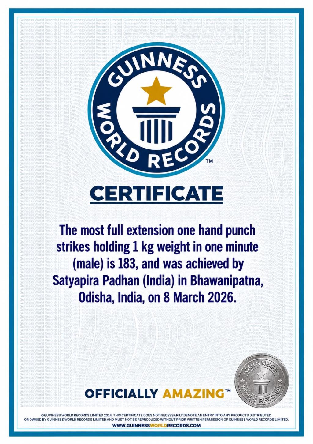 Kalahandi Man Satyapira Padhan Enters Guinness World Records with 183 Punch Strikes