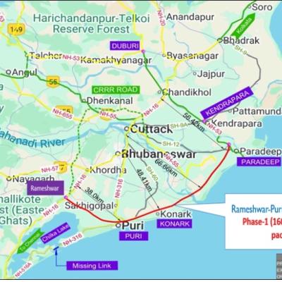 Cabinet approves the construction of new coastal Highway from Rameshwar to Paradeep (Part of Coastal Highway having total length of 163.180 Km in 2 Packages) on Hybrid Annuity Mode in Odisha