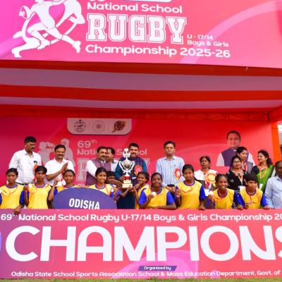 Odisha Emerges Champion in Both Boys’ and Girls’ U-14 Categories at National School Rugby Championship